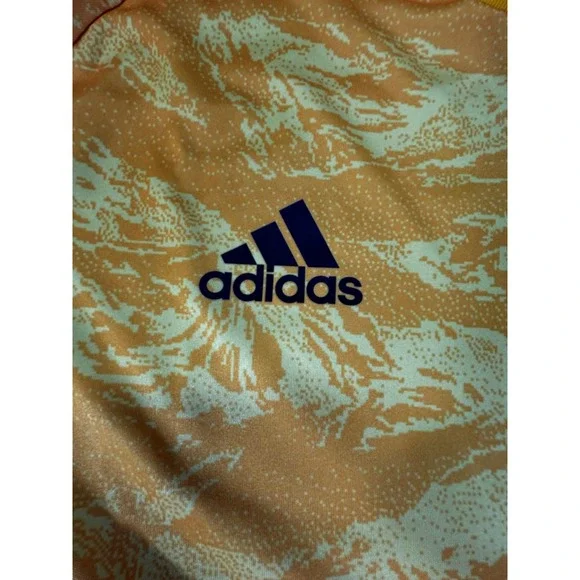 Adidas Soccer Jersey Mens Large Orange Yellow MSC United Climalite Long Sleeve L - Picture 4 of 7